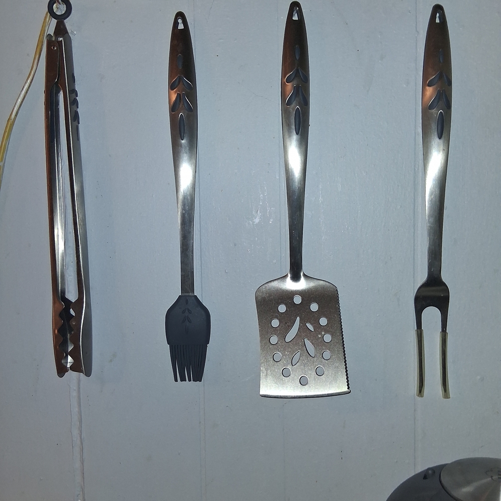 Stainless Steel Cooking Utensil Set with Black Silicone Basting Brush